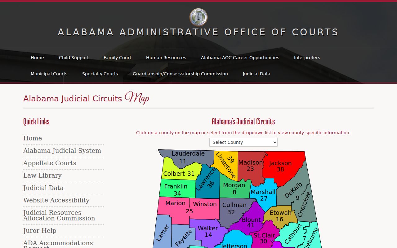 DeKalb County court records Alabama judicial circuits map