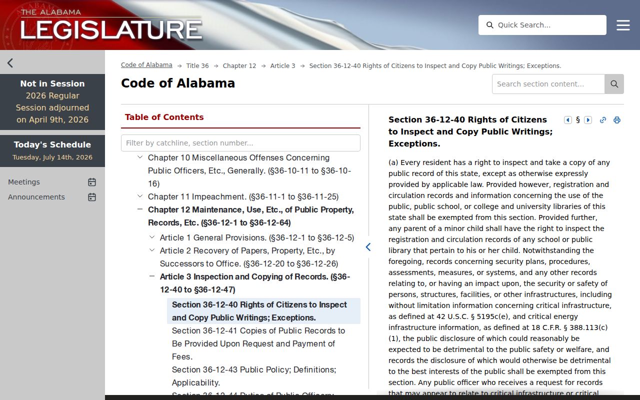 DeKalb County court records Alabama public inspection statute