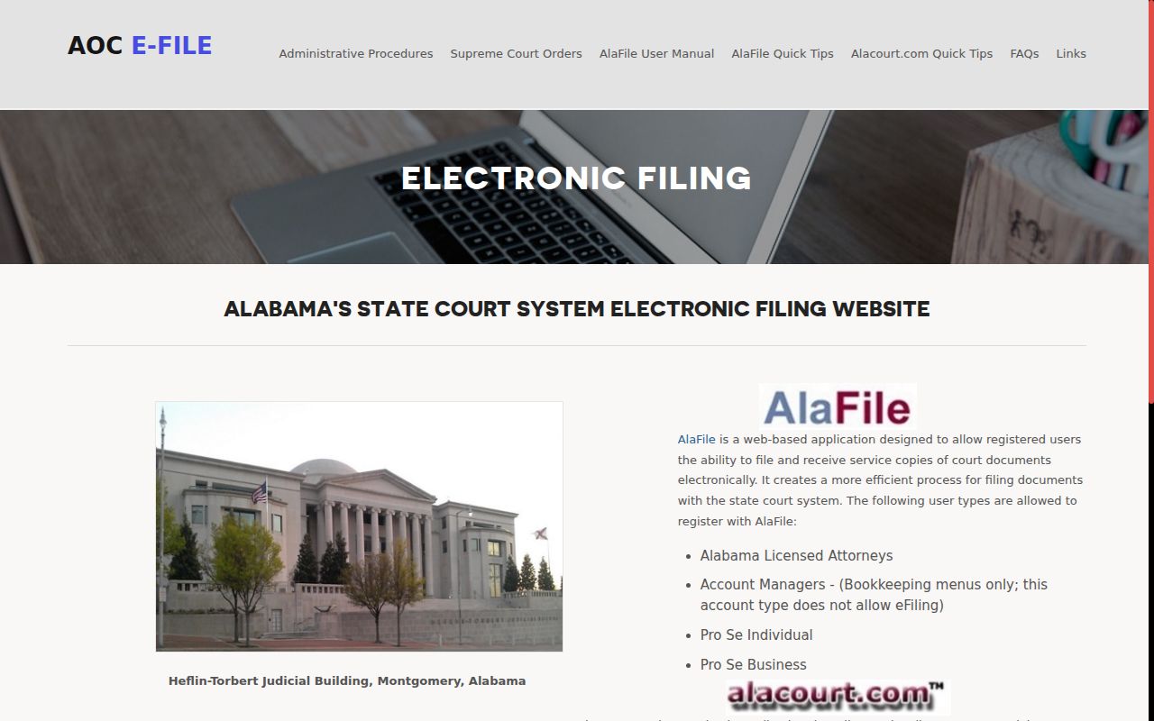 DeKalb County traffic court records Alabama e-filing and AlaCourt access
