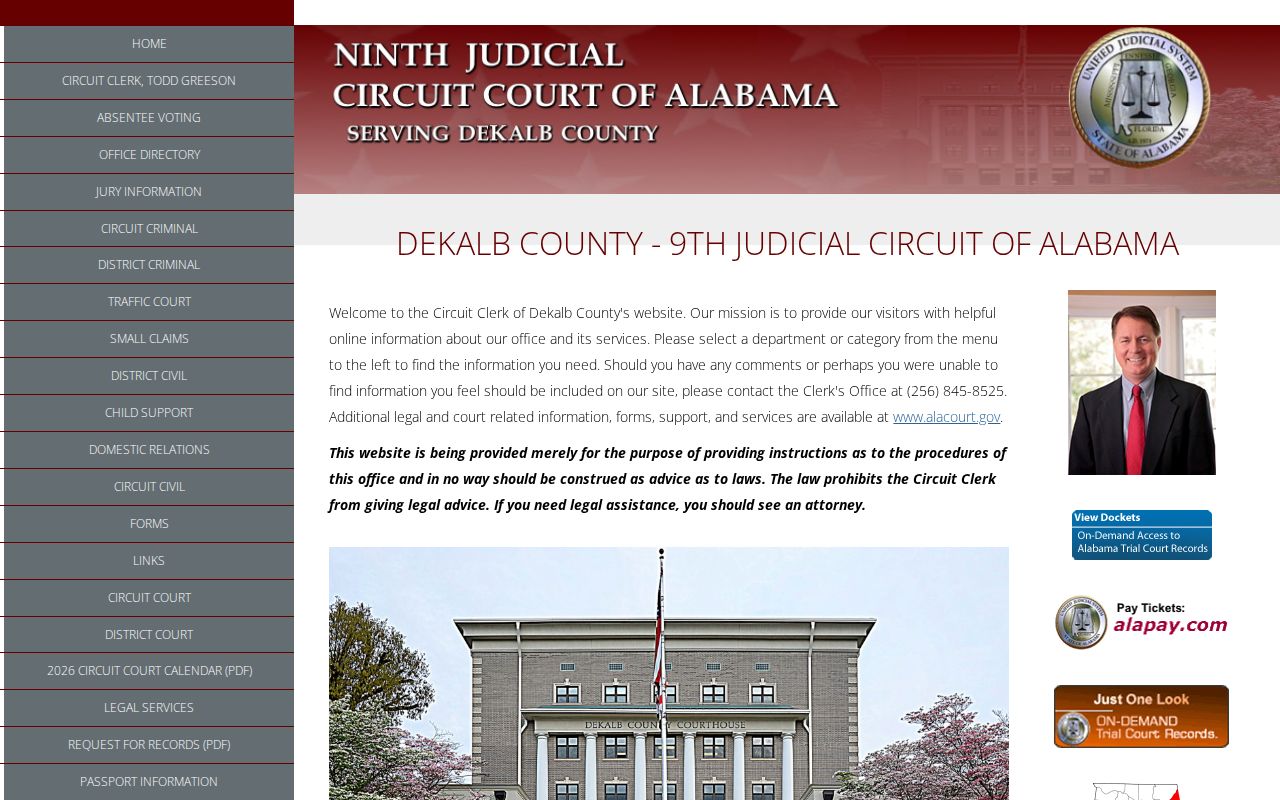 DeKalb County court records Circuit Clerk homepage