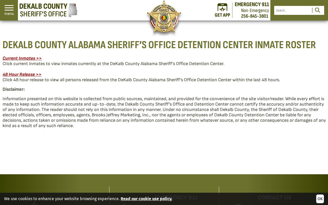 DeKalb County inmate records roster disclaimer