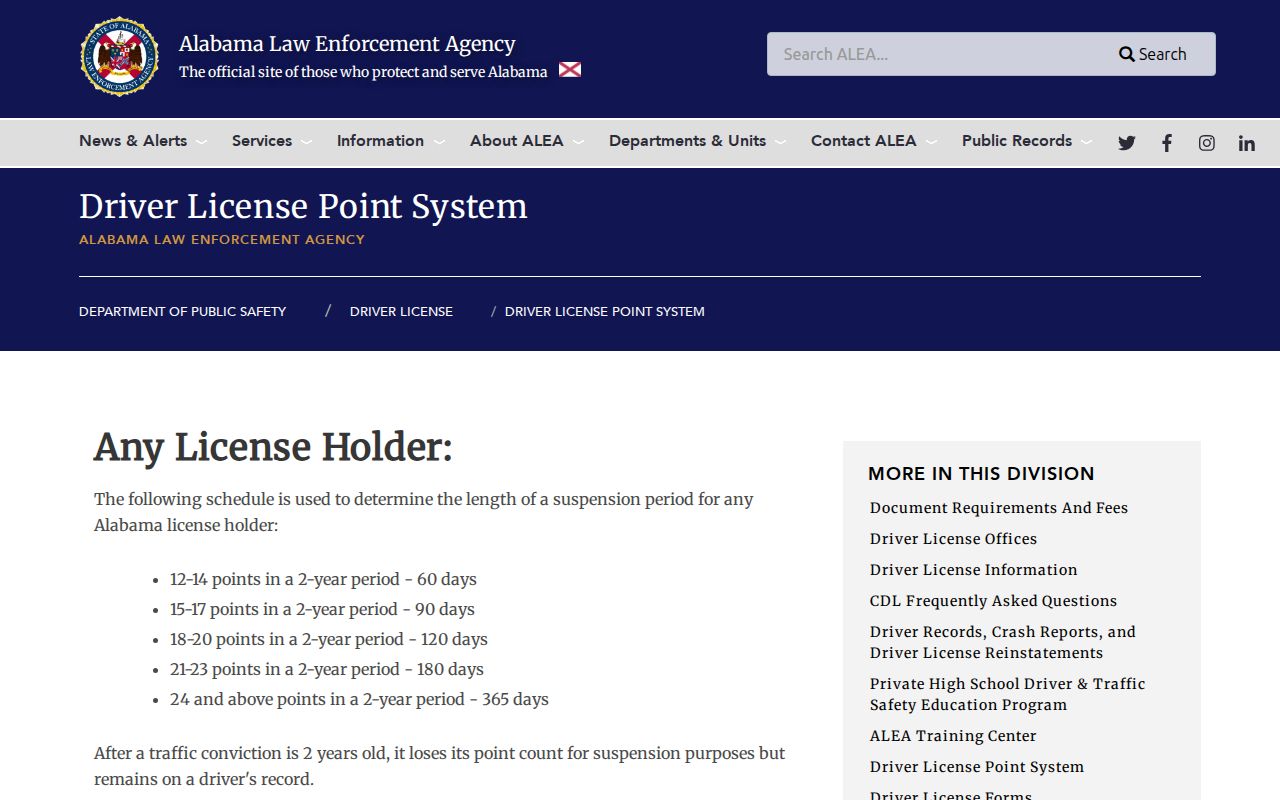 DeKalb County traffic court records ALEA point system